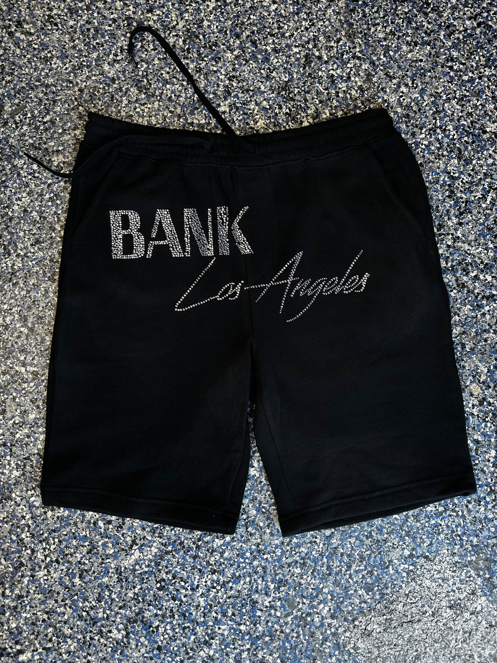BANK LA RHINESTONE SHORTS FRONT PRINT