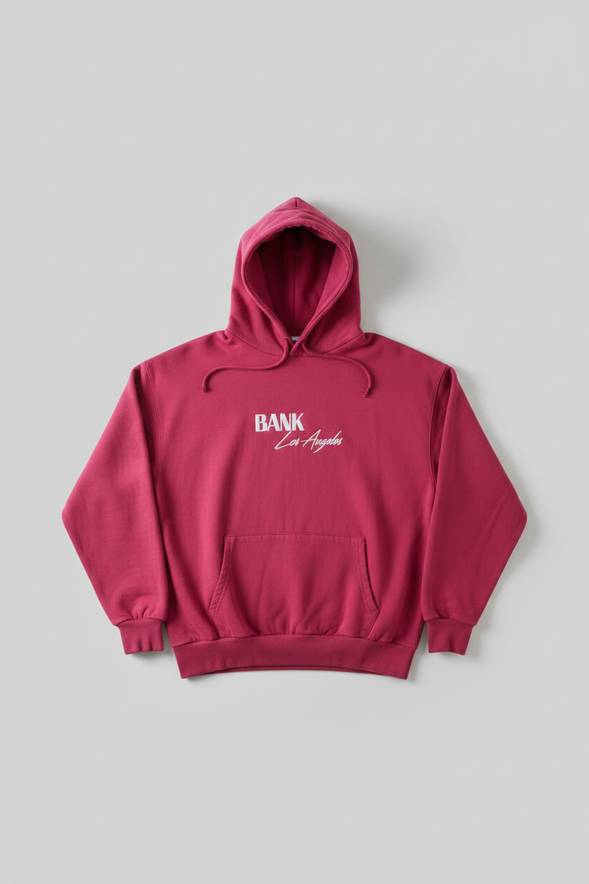 BANK LA Print Pink Hoodie - Flat Lay