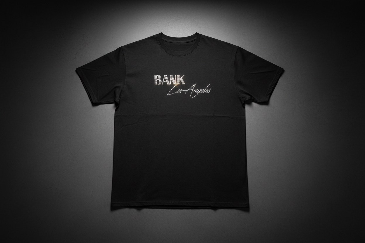 BANK LA Rhinestone Tee - Straight Front View